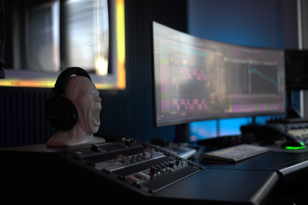 Professional broadcast studio dark background