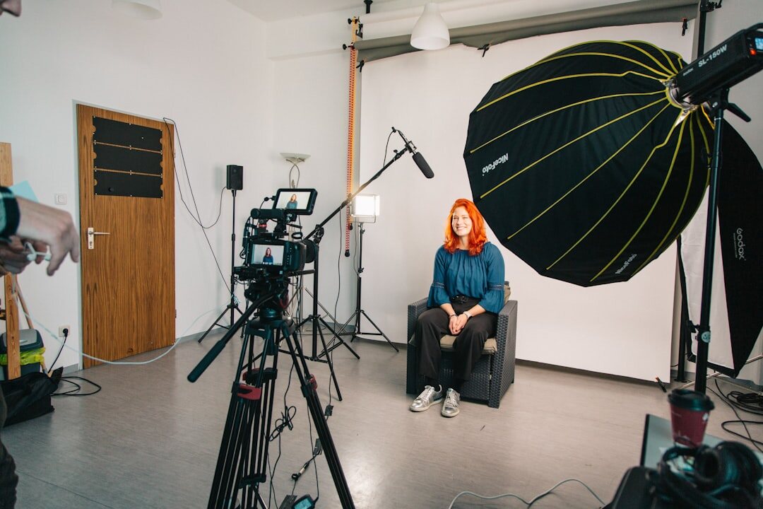 Television journalism course in studio